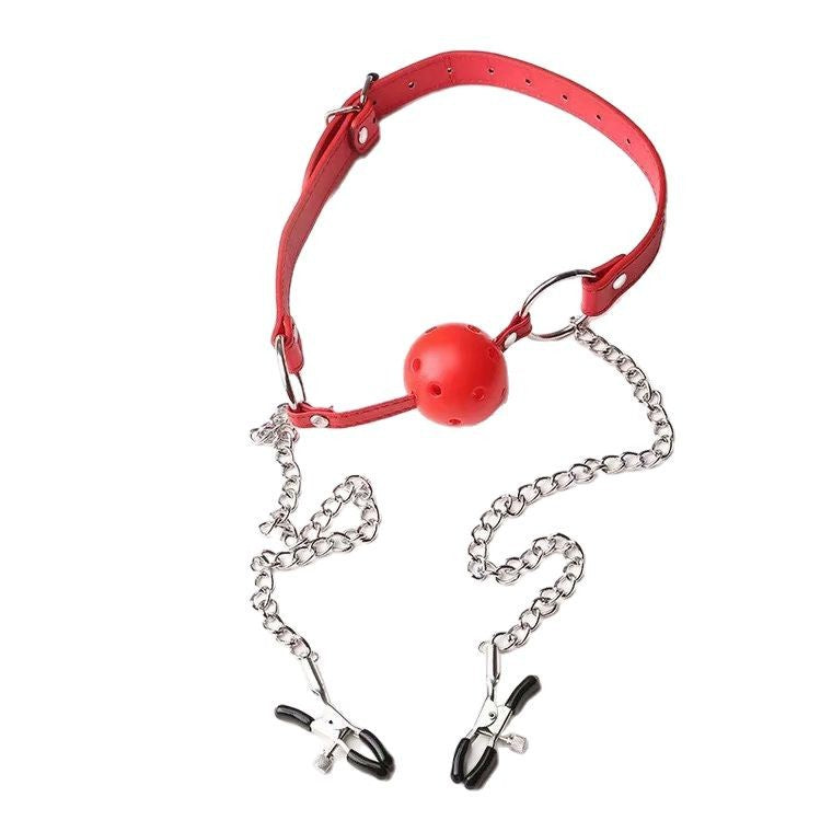Erotic Mouth Ball Plug Milk Clip Saliva Balloon Plug SM Plastic Mouth Ball Silicone Mouth Ball Adult Products Factory