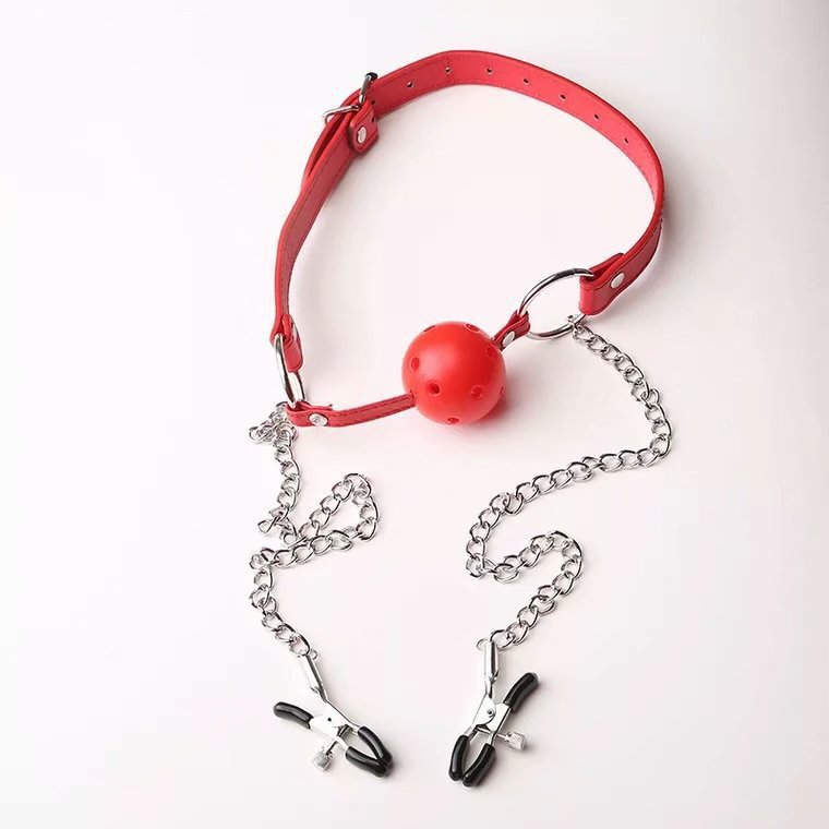 Erotic Mouth Ball Plug Milk Clip Saliva Balloon Plug SM Plastic Mouth Ball Silicone Mouth Ball Adult Products Factory