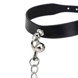 Image of Erotic SM props leather collars adult products alternative that dog bell collar leash leash is popular in Europe