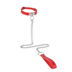 Image of Erotic SM props leather collars adult products alternative that dog bell collar leash leash is popular in Europe