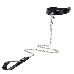Image of Erotic SM props leather collars adult products alternative that dog bell collar leash leash is popular in Europe