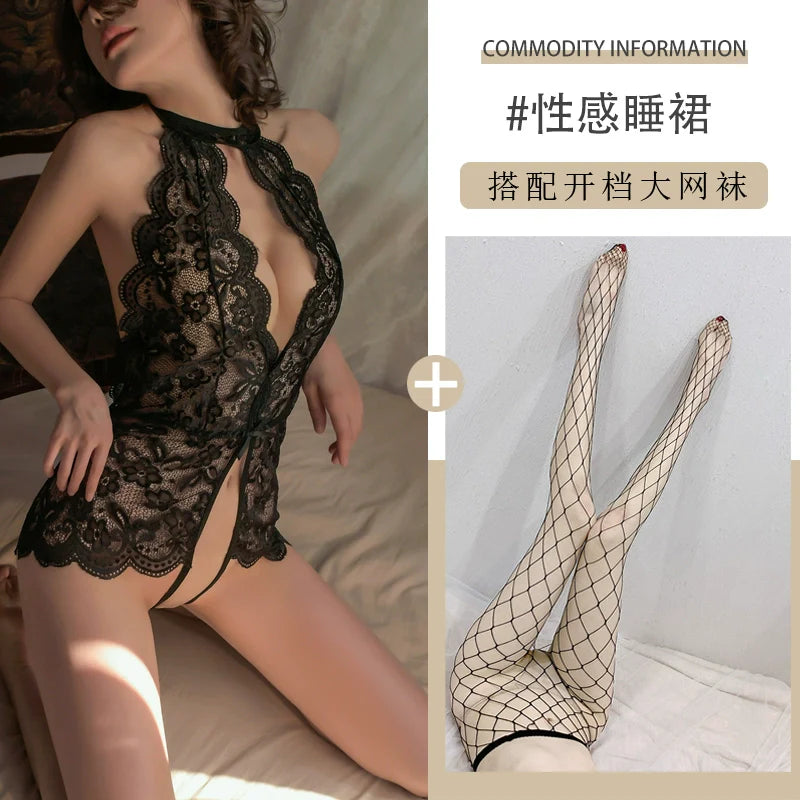 Erotic underwear 2025 new sexy sex senior tide bed teasing war man robe large-scale pajamas uniforms - Black [jumpsuit]