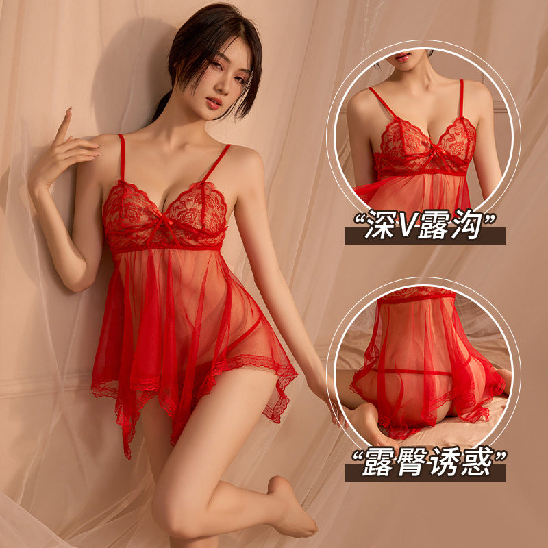 Erotic underwear explosive lace mesh seduction set plus European and American foreign trade suspenders sex emotional