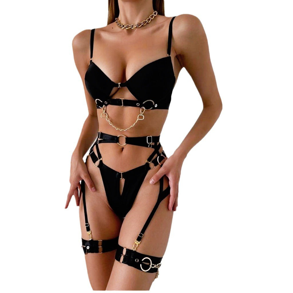 European and American cross-border sexy fashion metal chain motorcycle accessories complex process front unbuckled