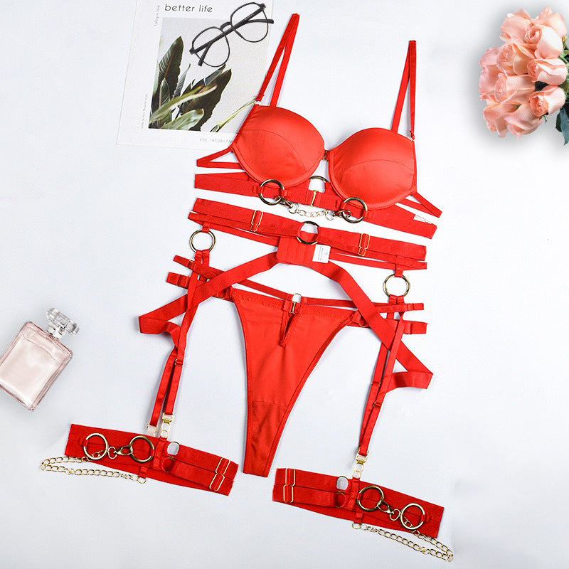 Image of European and American cross-border sexy fashion metal chain motorcycle accessories complex process front unbuckled