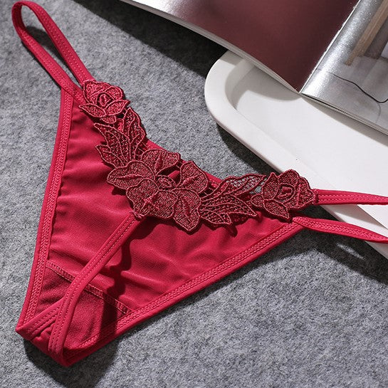 Image of European and American foreign trade ladies sex sexy bottom file briefs T pants splicing lace cross-border sales factory