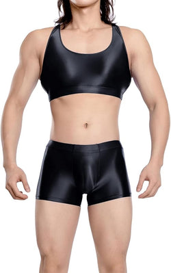 Image of European and American plus-size oily shiny silky transparent boxer pocket pocket U convex gay sexy Amazon AliExpress