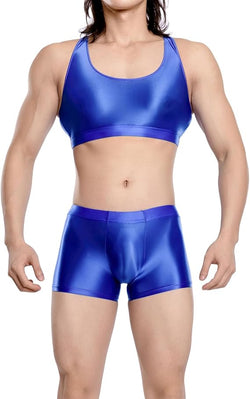 Image of European and American plus-size oily shiny silky transparent boxer pocket pocket U convex gay sexy Amazon AliExpress