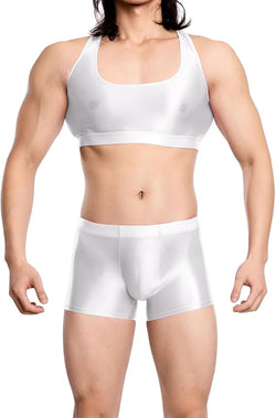 Image of European and American plus-size oily shiny silky transparent boxer pocket pocket U convex gay sexy Amazon AliExpress
