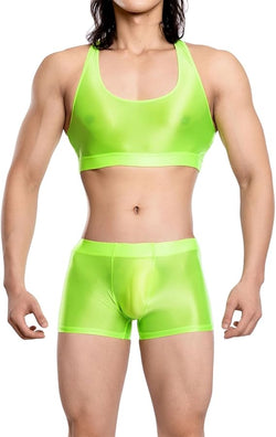 Image of European and American plus-size oily shiny silky transparent boxer pocket pocket U convex gay sexy Amazon AliExpress