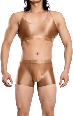 Image of European and American plus-size oily shiny silky transparent boxer pocket pocket U convex gay sexy Amazon AliExpress