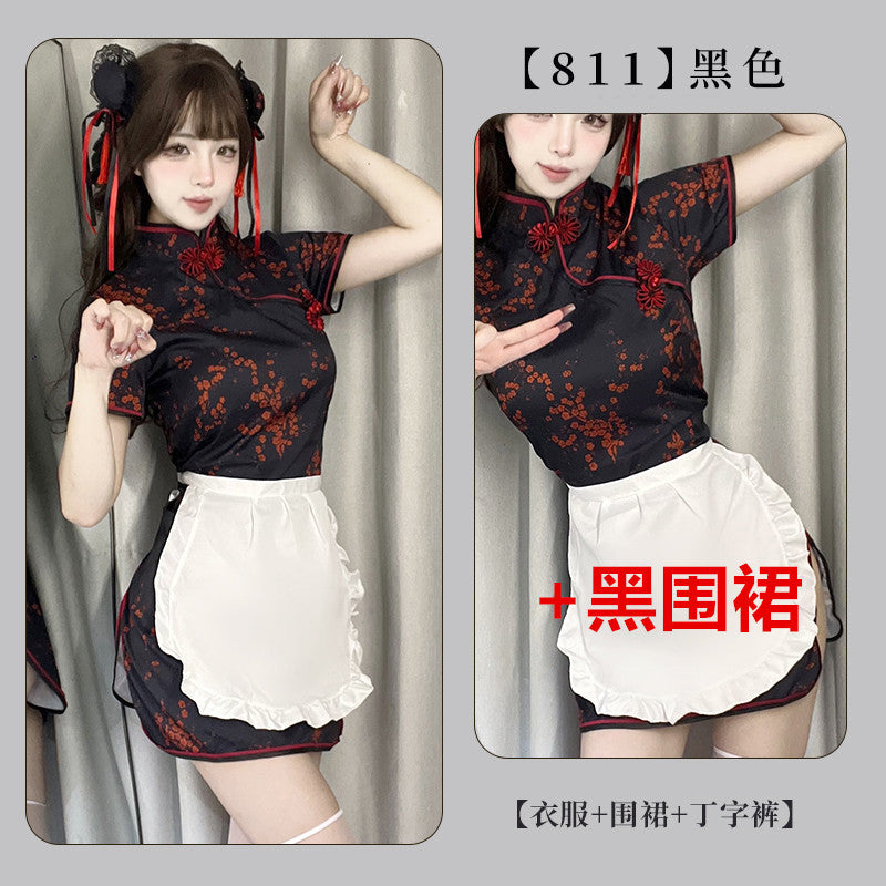 Image of Fan Lei Chinese girl cheongsam erotic underwear apron pajamas two-piece maid Japanese retro skirt short skirt 811