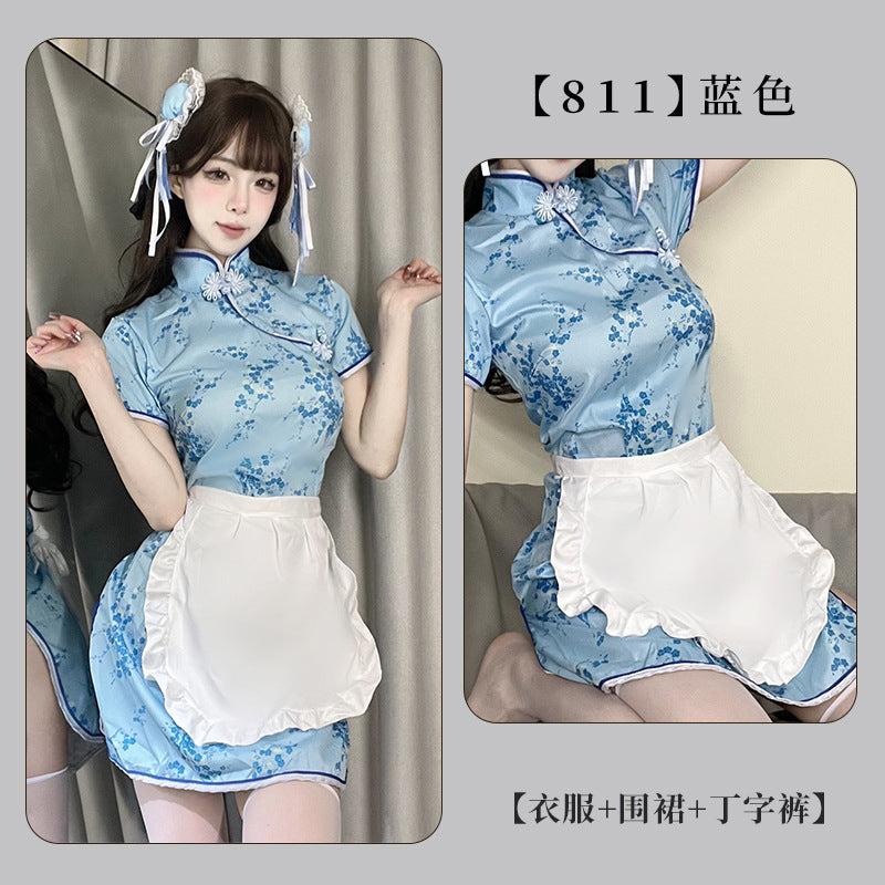 Image of Fan Lei Chinese girl cheongsam erotic underwear apron pajamas two-piece maid Japanese retro skirt short skirt 811