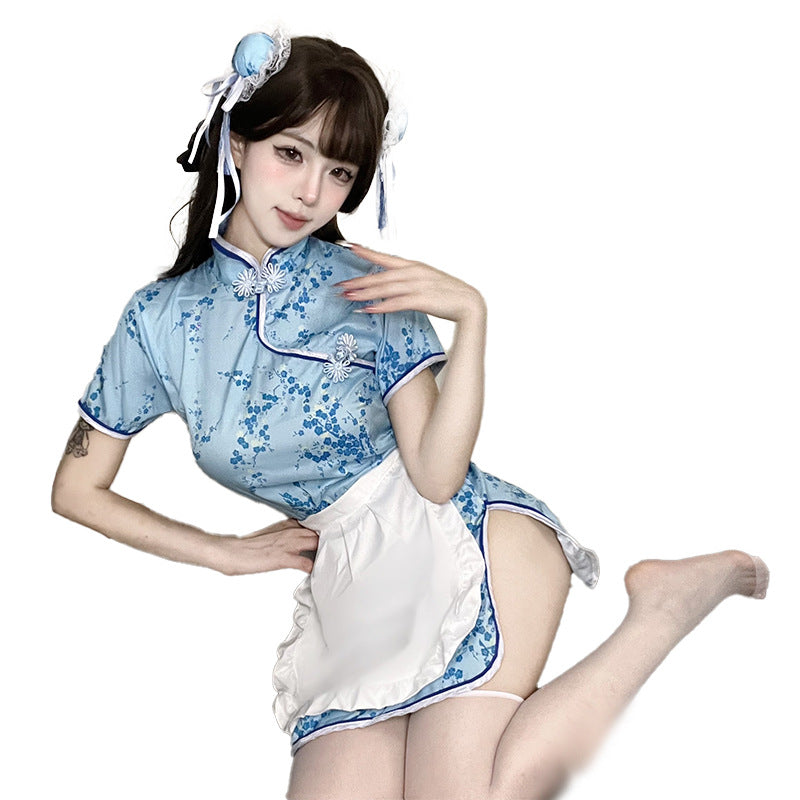 Fan Lei Chinese girl cheongsam erotic underwear apron pajamas two-piece maid Japanese retro skirt short skirt 811