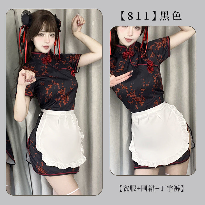 Image of Fan Lei Chinese girl cheongsam erotic underwear apron pajamas two-piece maid Japanese retro skirt short skirt 811
