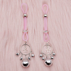 Image of Female Bell Nipple Clip SM Maid Clitoral Clamp Couple Toys Sex Toys Adult Nipple Femdom Tools - Glow-in-the-dark pink