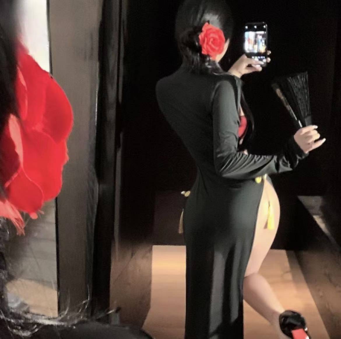 Image of Front and back snare surprise front curtain chestless cheongsam opening no off-sex underwear sexy seductive female