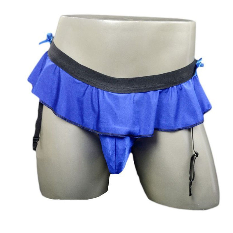 gay pseudo-girl sex panties men’s panties thong skirt opening seduction bar party nightclub - blue / Free size tiling