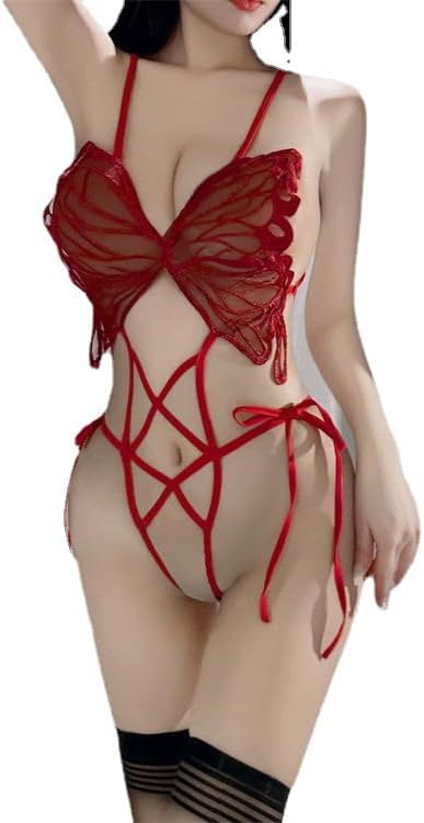 Image of Gold woven fun underwear big butterfly strap open crotch sexy cutout cut-out bondage seduction jumpsuit 8004 - Sexy