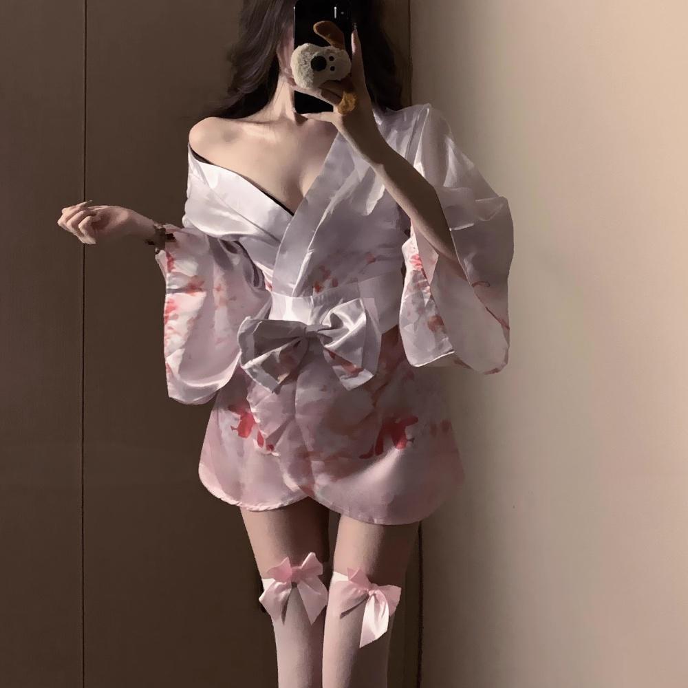 Gomeng erotic underwear sexy deep V two-dimensional open placket Japanese kimono uniform pure desire suit pajama girl