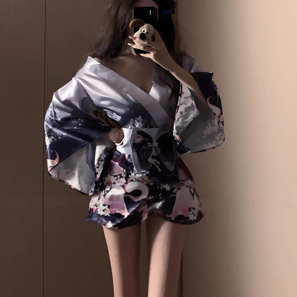 Gomeng erotic underwear sexy deep V two-dimensional open placket Japanese kimono uniform pure desire suit pajama girl