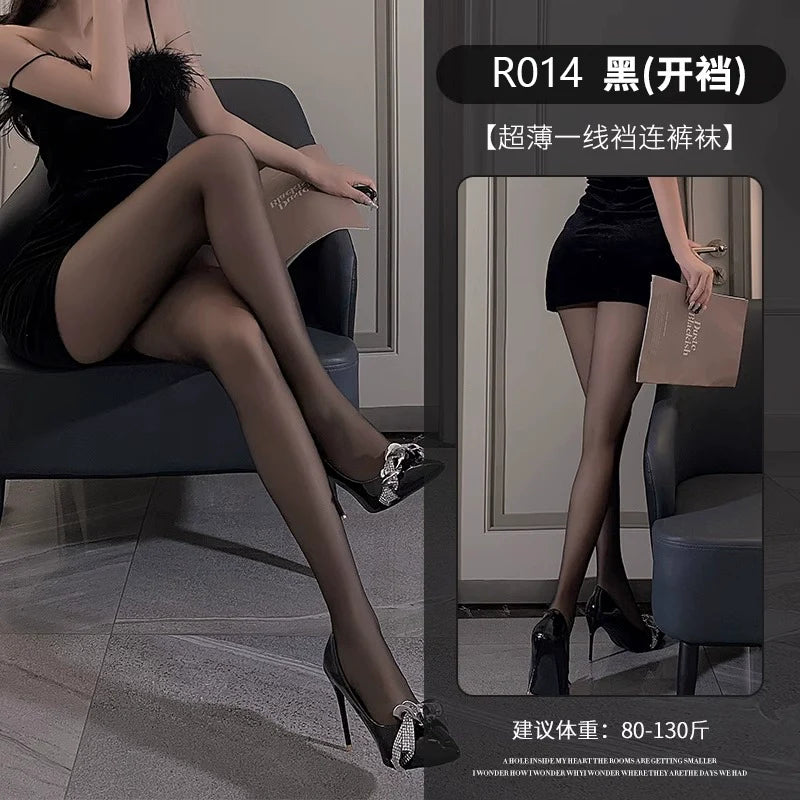 Image of I play erotic underwear open the crotch no need to take off sexy black silk jumpsuits sexy tearable underwear tempting