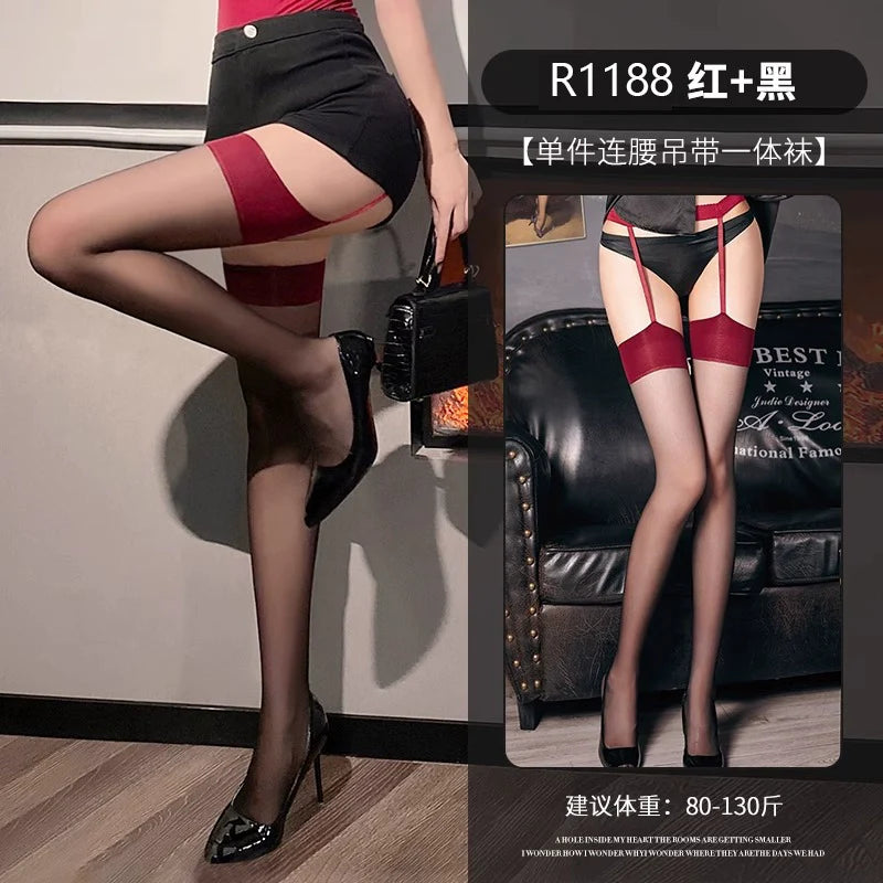 Image of I play erotic underwear open the crotch no need to take off sexy black silk jumpsuits sexy tearable underwear tempting