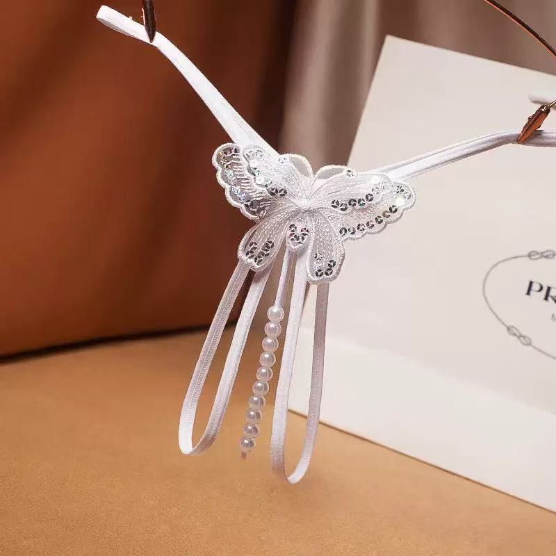 Image of Jade clam with beads butterfly sequins thong massage opening sexy temptation female one thread beaded T-back - Sexy