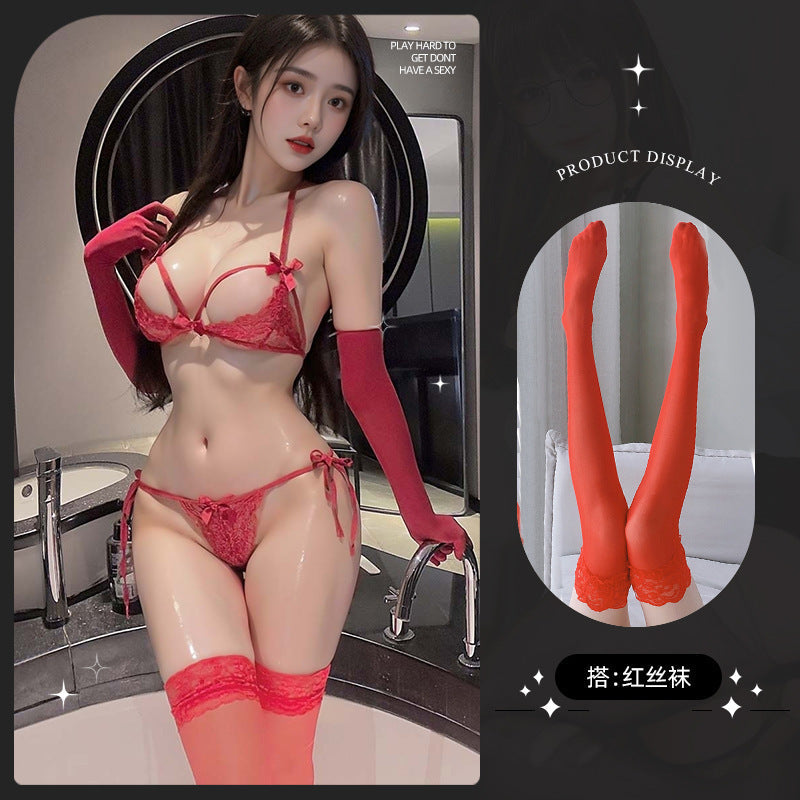 Image of Lemon Story Erotic Lingerie Thin Gathering Breathable Lace Tight Breasts Sexy Camisole Pure Desire Bra 9075 - Butterfly