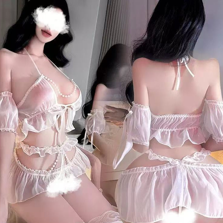 Image of Lianyungang is not wrong the night erotic underwear sexy pajamas pure desire style uniform qqny pearl clothes set
