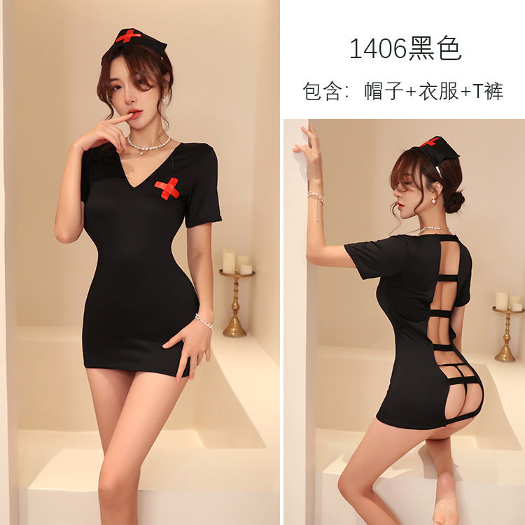 Image of Long Night Long Night Erotic Lingerie Female Cosplay Sexy Short Skirt Female Nurse Uniform Seduction Suit Foreign Trade