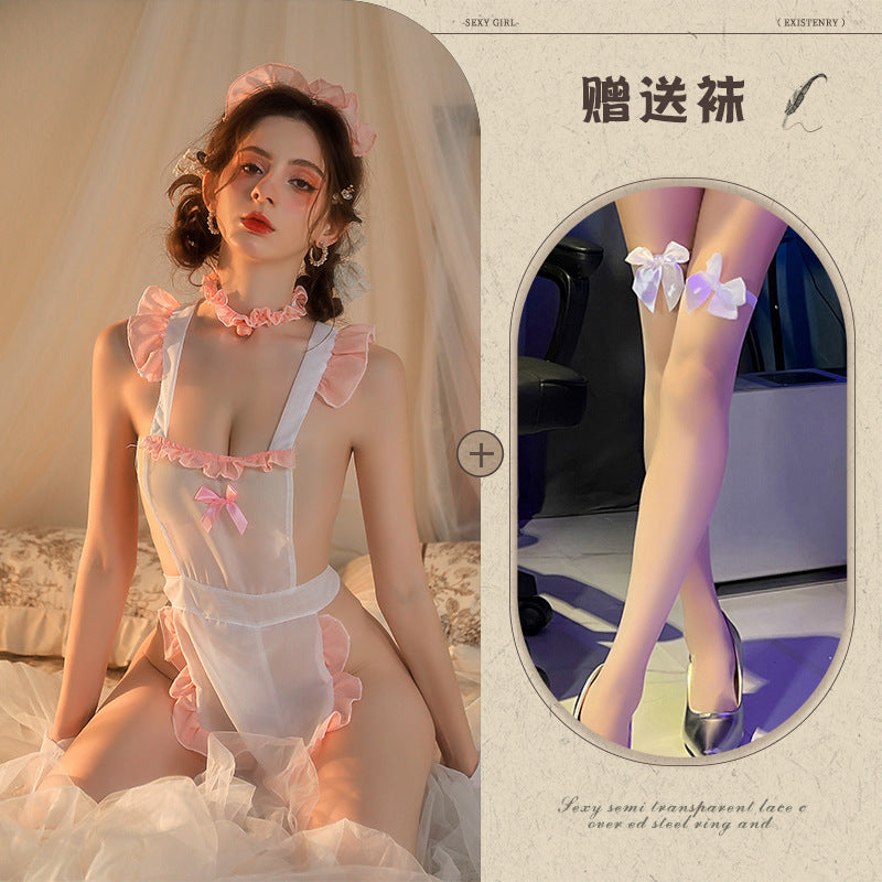 maid uniform erotic lingerie pure desire nurse maid uniform temptation cos passion stripless sexy pajamas 8567 - White