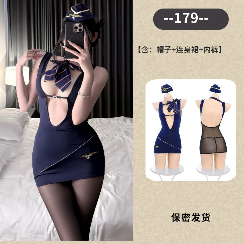 Meizhi Lan erotic underwear flight attendant uniform hip skirt free pure desire temptation sexy private policewoman