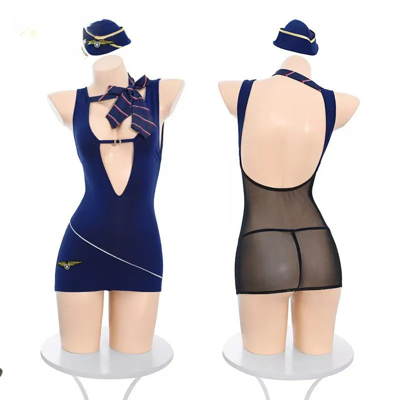 Meizhi Lan erotic underwear flight attendant uniform hip skirt free pure desire temptation sexy private policewoman