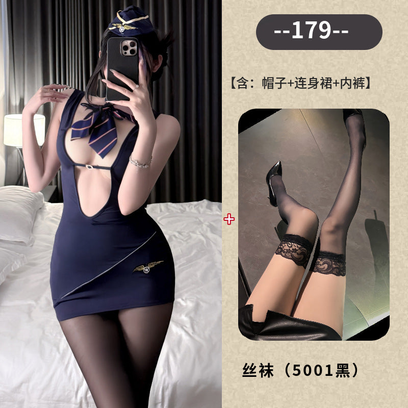 Meizhi Lan erotic underwear flight attendant uniform hip skirt free pure desire temptation sexy private policewoman