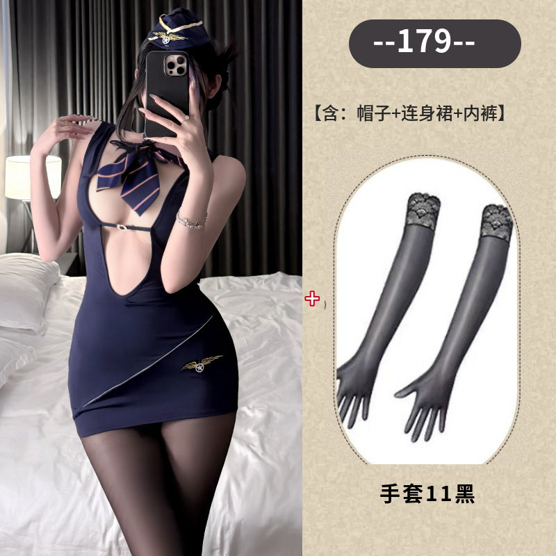 Meizhi Lan erotic underwear flight attendant uniform hip skirt free pure desire temptation sexy private policewoman