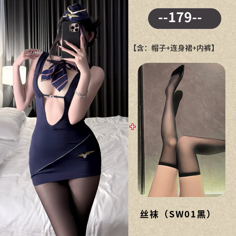 Meizhi Lan erotic underwear flight attendant uniform hip skirt free pure desire temptation sexy private policewoman
