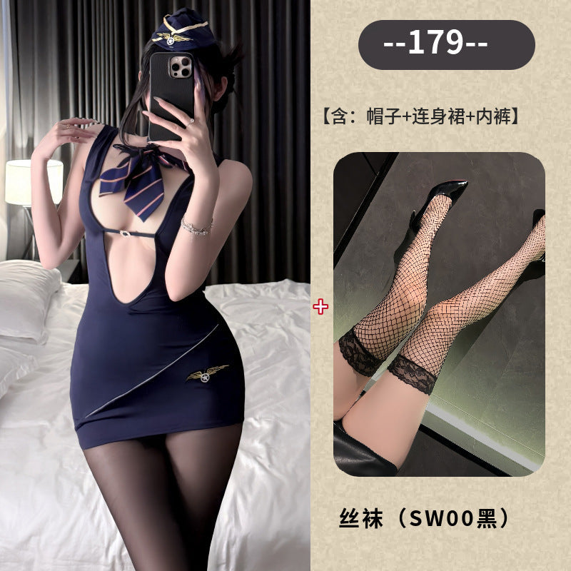 Meizhi Lan erotic underwear flight attendant uniform hip skirt free pure desire temptation sexy private policewoman