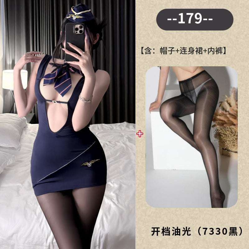 Meizhi Lan erotic underwear flight attendant uniform hip skirt free pure desire temptation sexy private policewoman