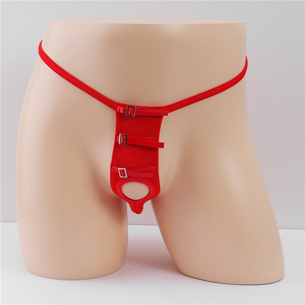 Men’s erotic open hole loose thong European and American bundled T-pants low-waisted tight buttocks gay gay panties