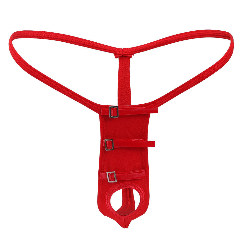 Men’s erotic open hole loose thong European and American bundled T-pants low-waisted tight buttocks gay gay panties