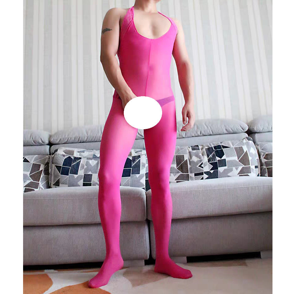 Men’s erotic underwear opening one-piece stockings see-through stockings men gay flirting with Han pseudo-girl gay