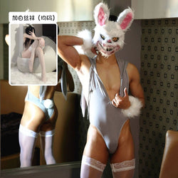 Image of Men’s exclusive erotic underwear deep V temptation open back pure desire gay couple sm stimulation sexy bunny one-piece