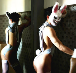 Image of Men’s exclusive erotic underwear deep V temptation open back pure desire gay couple sm stimulation sexy bunny one-piece