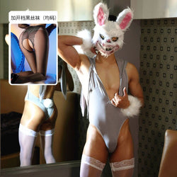Image of Men’s exclusive erotic underwear deep V temptation open back pure desire gay couple sm stimulation sexy bunny one-piece
