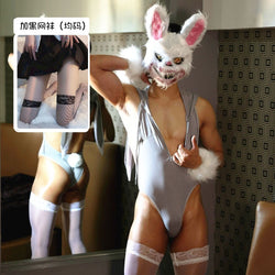 Image of Men’s exclusive erotic underwear deep V temptation open back pure desire gay couple sm stimulation sexy bunny one-piece