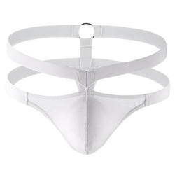 Image of Men’s low-rise sexy thong T-trouser pocket pocket briefs breathable cut-out fashion steel ring European and American