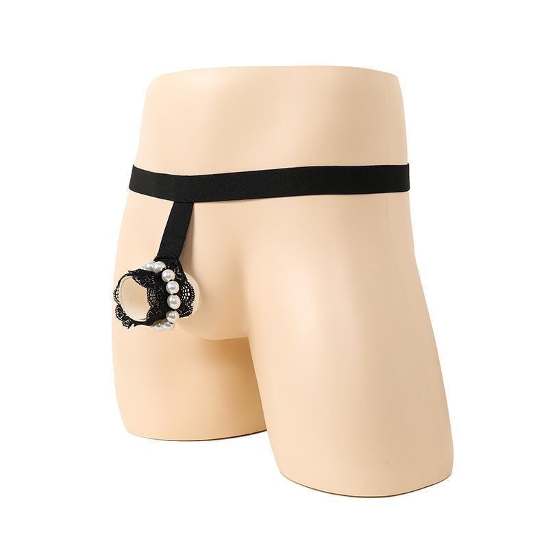 Men’s ribbon underwear hollow leak pp triangle erotic underwear European and American cross-border men’s erotic