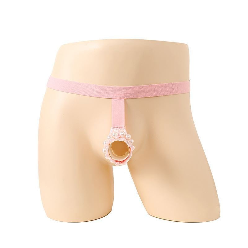 Men’s ribbon underwear hollow leak pp triangle erotic underwear European and American cross-border men’s erotic