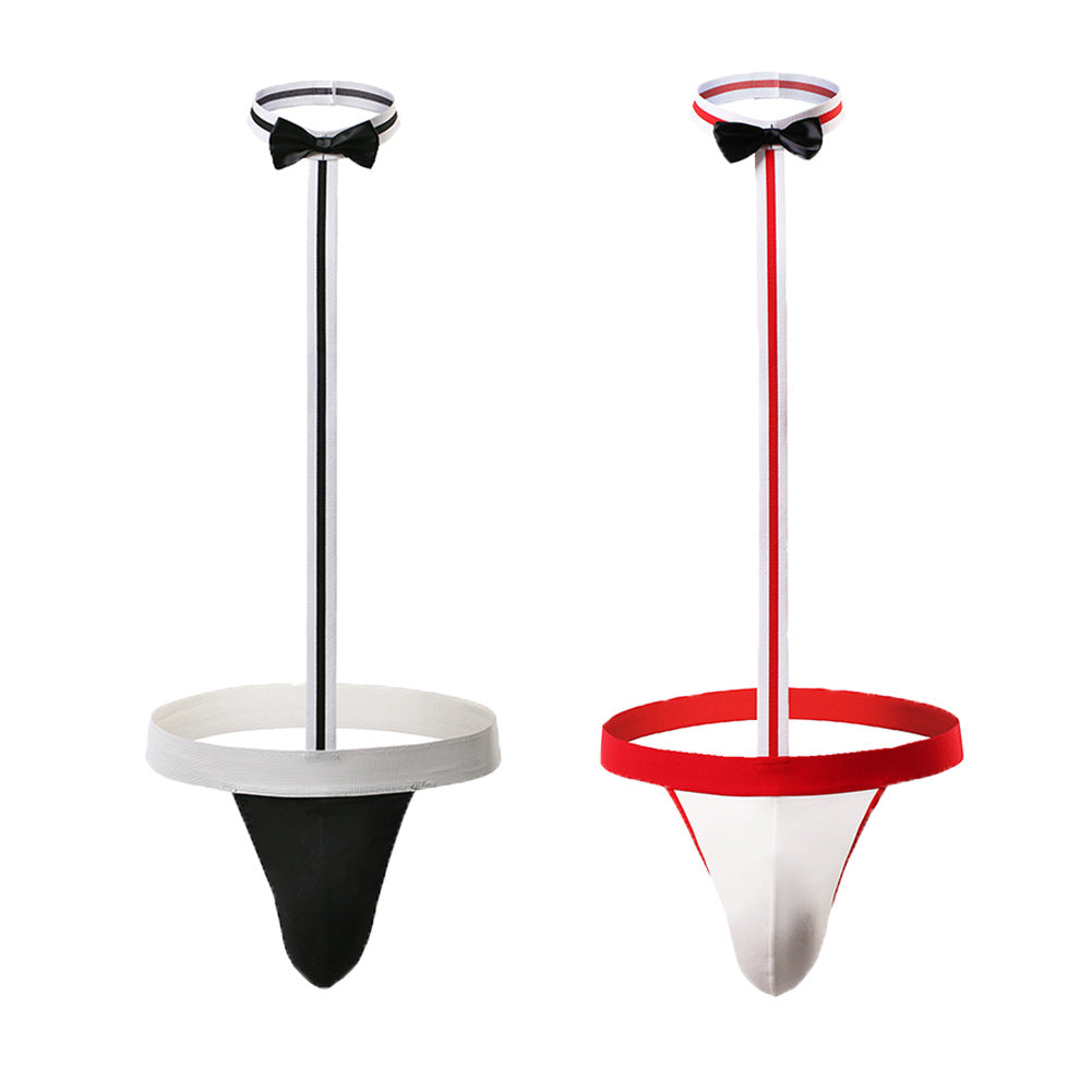 Image of Men’s sexy underwear underwear panties word pants wide elastic bow tie one-piece single men gay bar performance